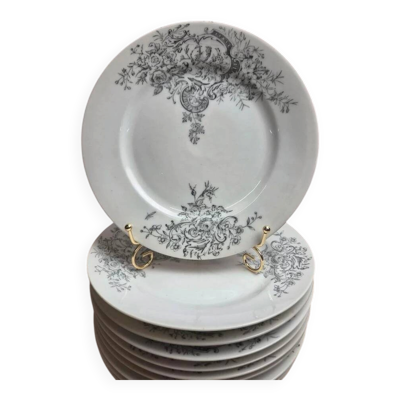 10 assiettes anciennes en porcelaine – Aux Lions de Faïence Paris – Xixe