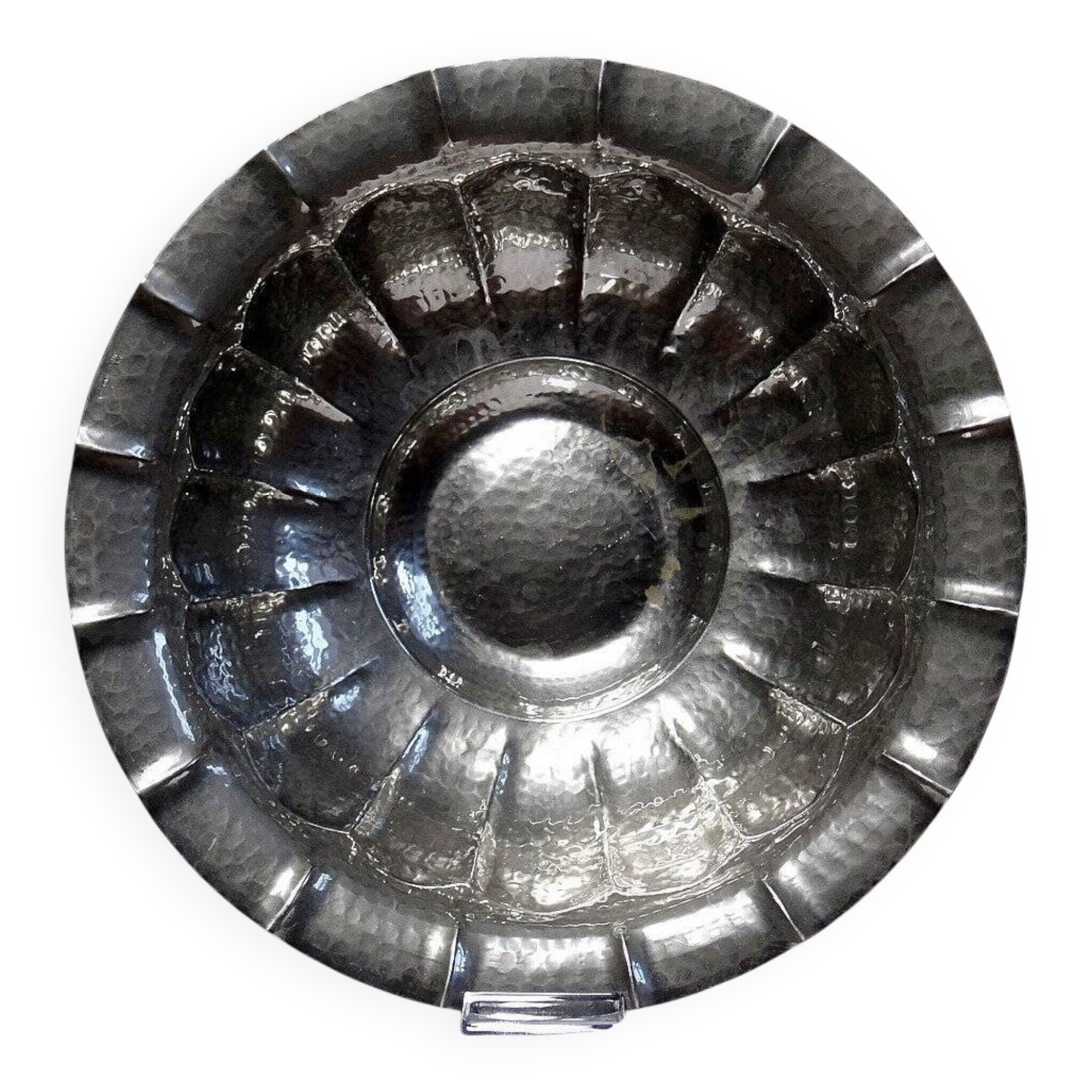 Grande bassine, coupe, Olri Italie vintage Année 50 argentée martelée
