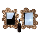 According to the model “the waves” by Jean Boggio: pair of designer gold mirrors circa 1980