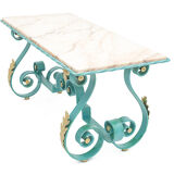 Table basse fer forgé et marbre, 1950