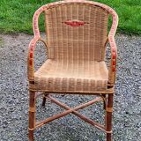 Rattan and wicker armchair from the 50s