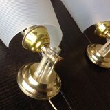 Pair of brass and perspex white /vintage 50-60s wall light