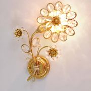 Pair of wall sconces flower in crystal with gilded brass by Ernst Palme, Palwa Germany, 1970s.