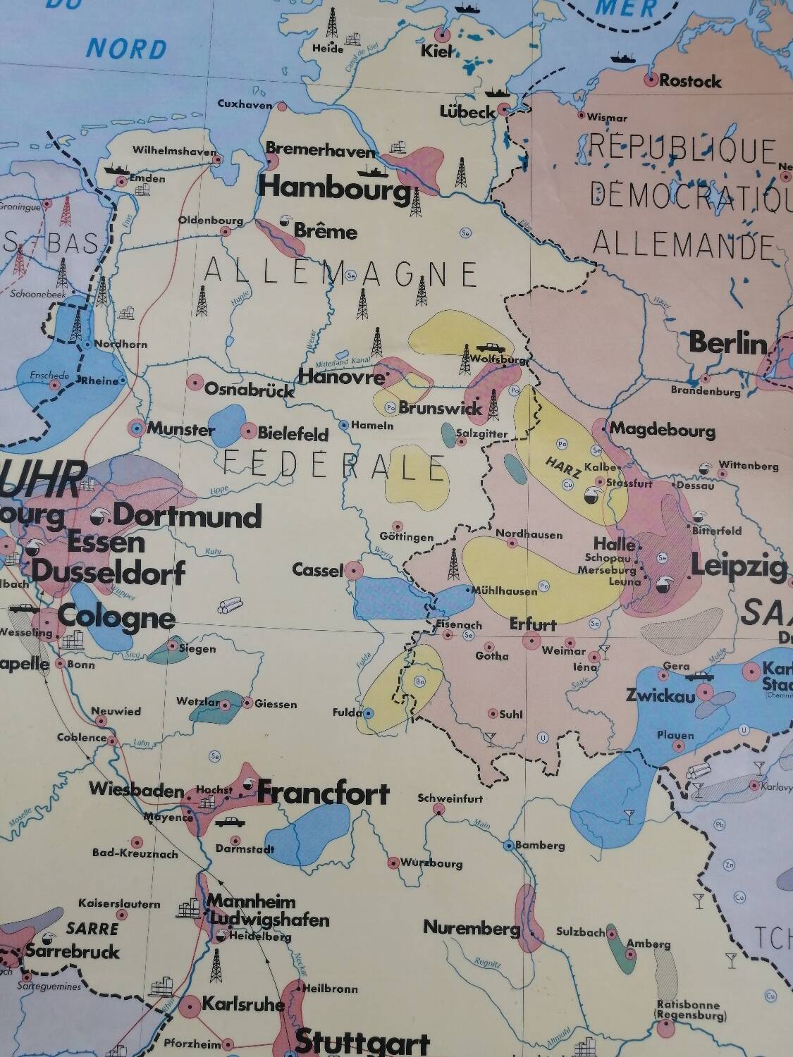 Old MDI Map of Germany Vintage Physical and Political.