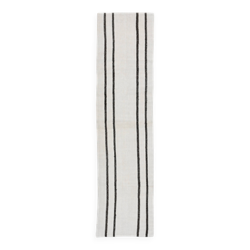Tapis de couloir vintage moderne à rayures blanches et noires, 68 x 276 cm