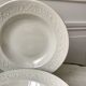 Set of 6 hollow plates Digoin Sarreguemines model Alphabet relief white 40s