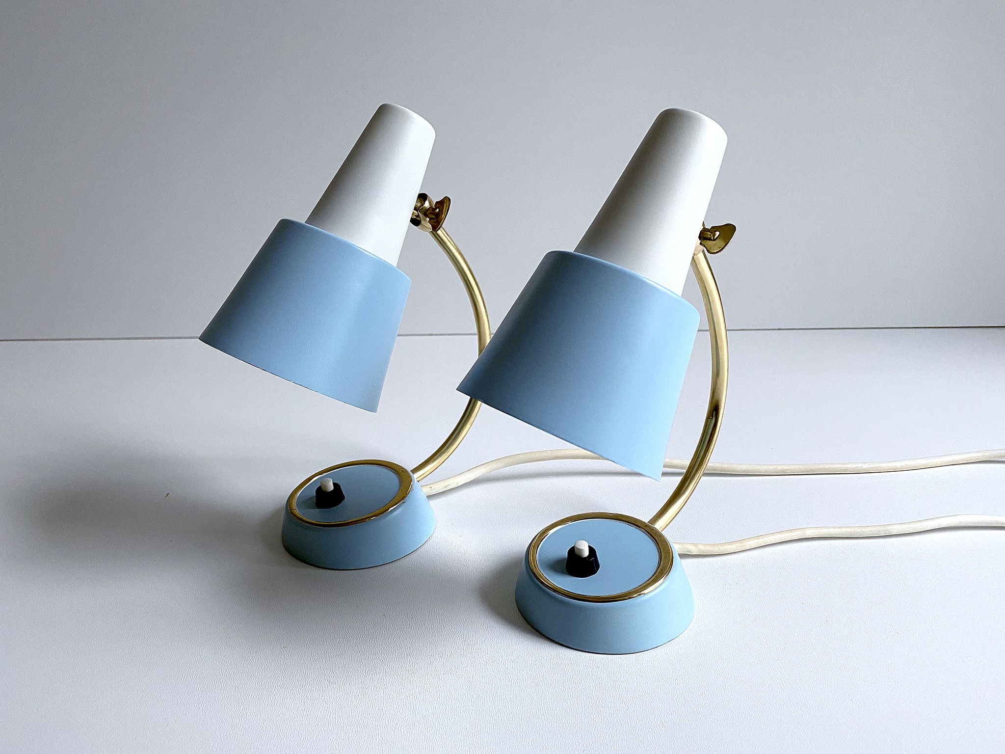 Pair of vintage table or bedside lamps, brass, 50s 60s