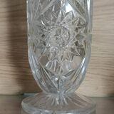 Large vintage pressed glass vase, an impressive and very decorative piece.