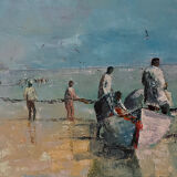 Oil on canvas with a knife