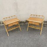 Pair of vintage rattan bedside tables