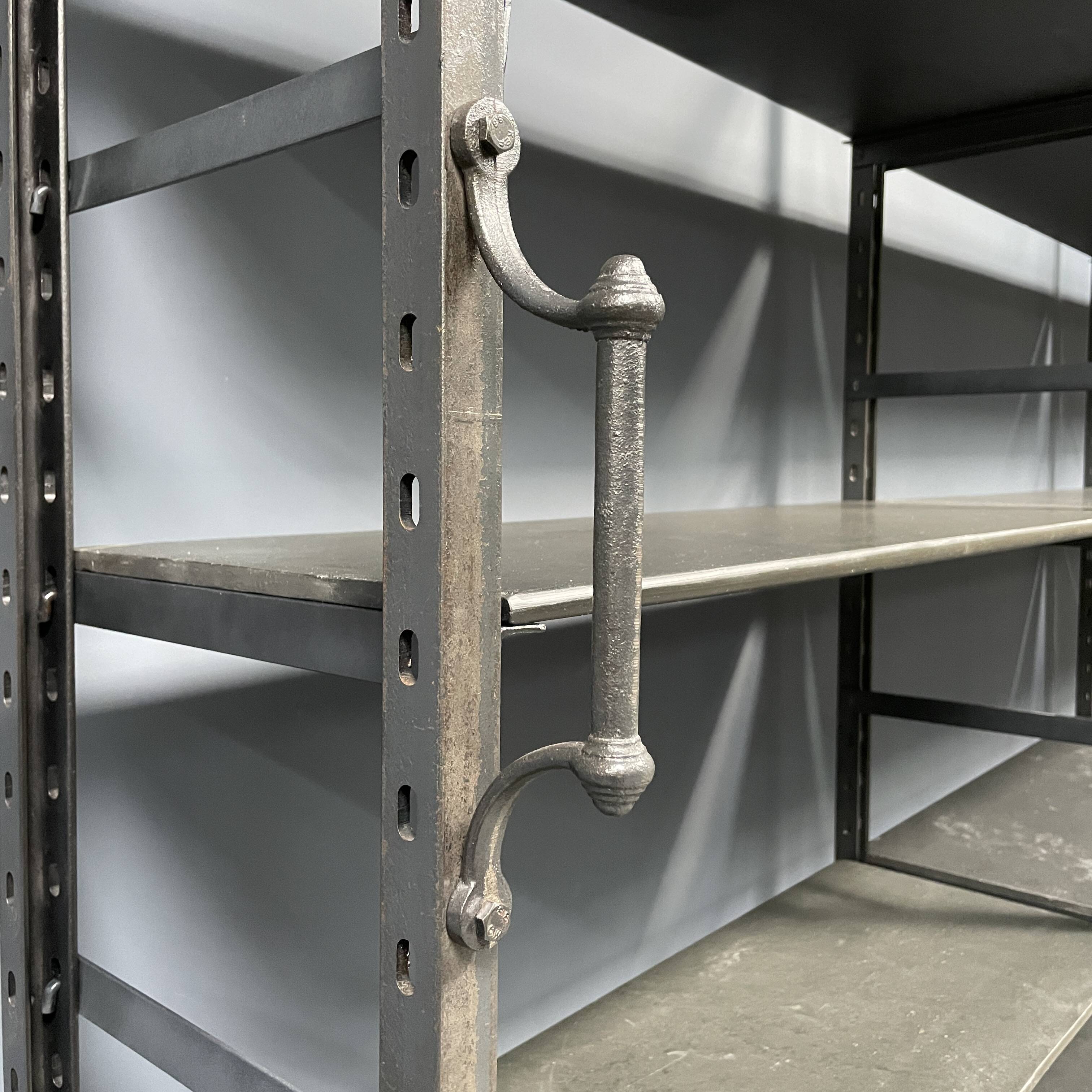 Industrial Iron Library Wall Shelving Cabinet