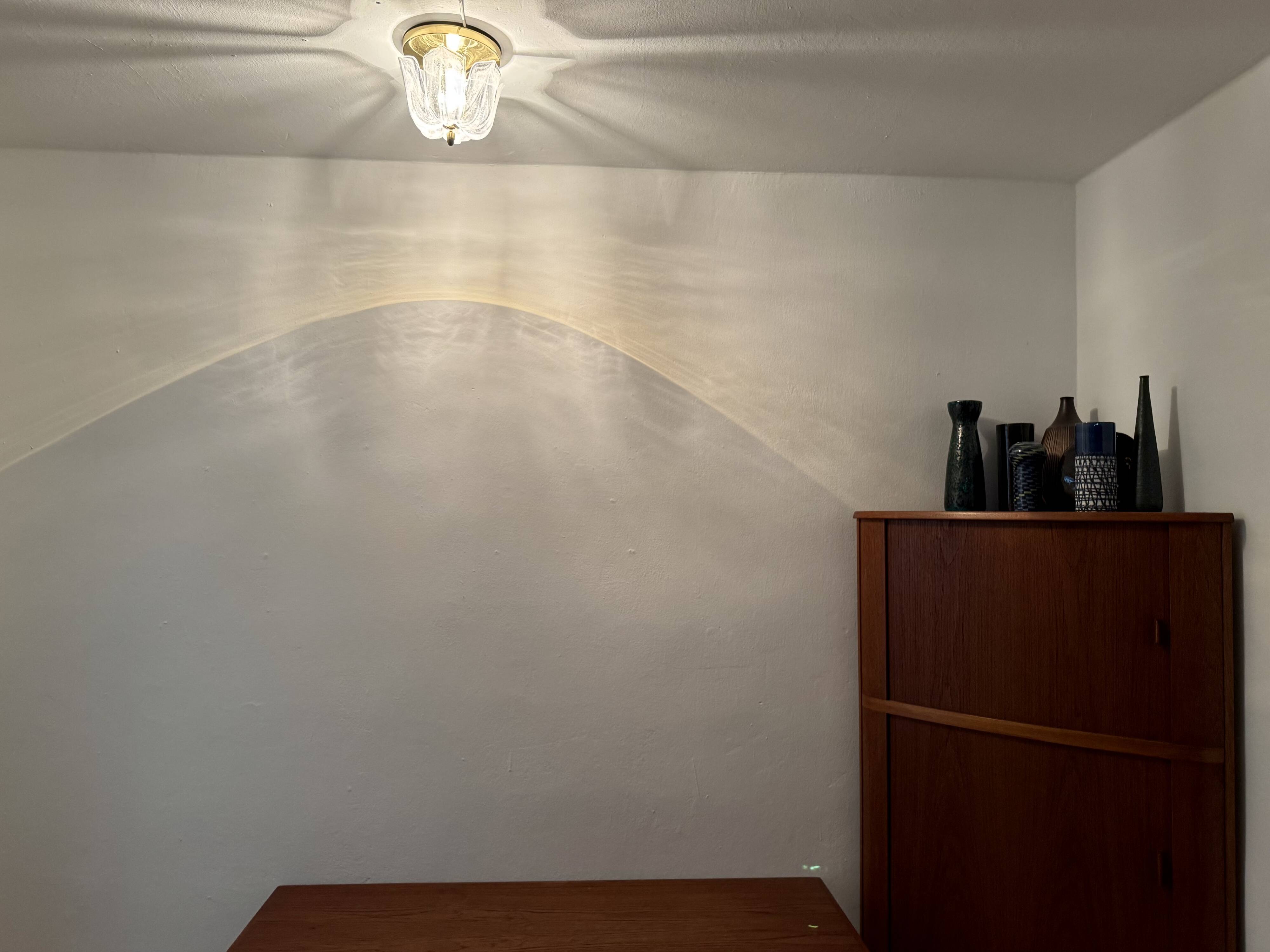 Brass and Glass Flush Light by Glashütte Limburg