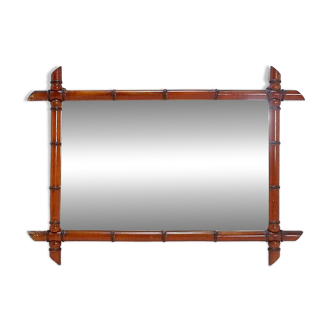 Mid-Century Large Faux Bamboo Wall Mirror