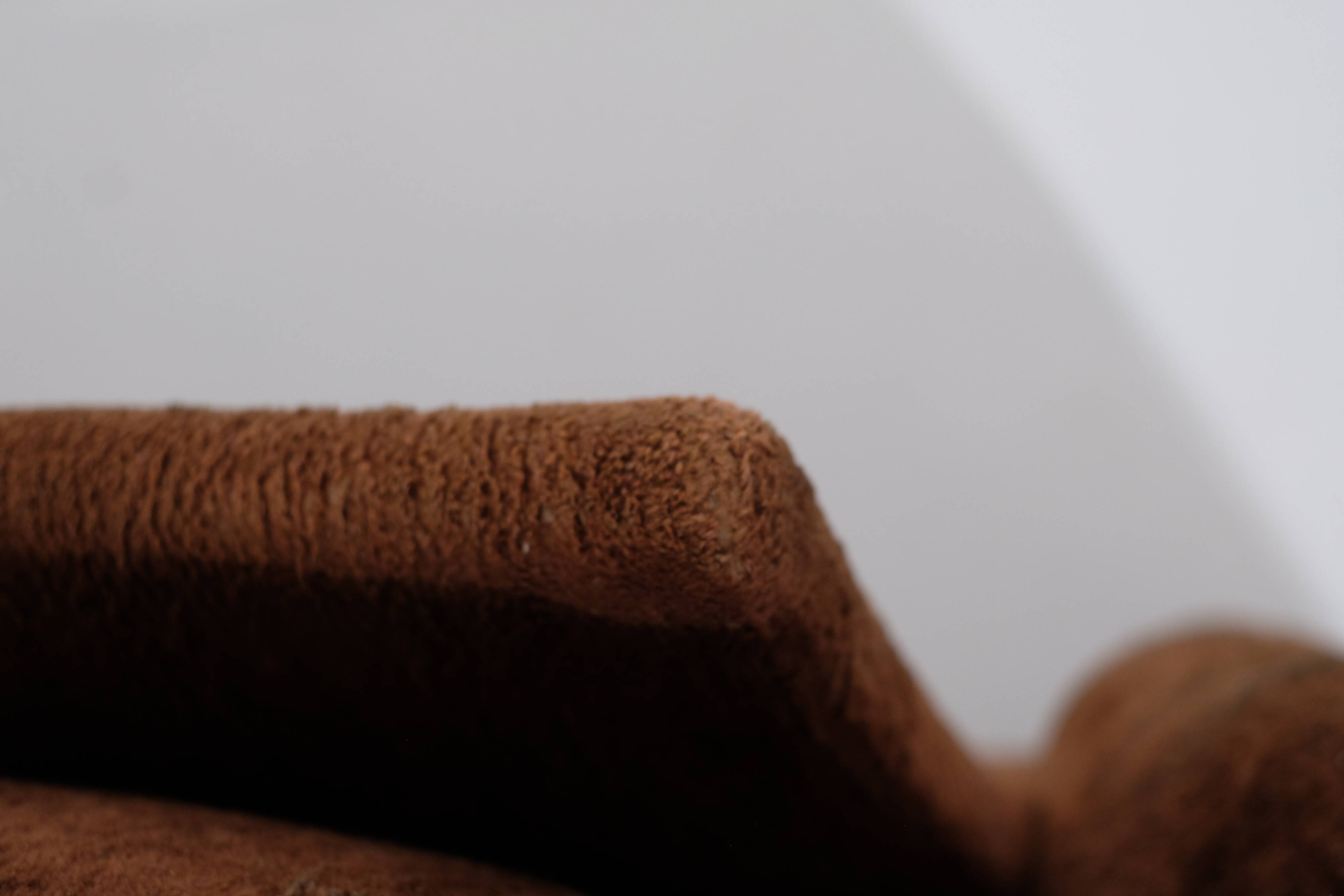 pair of brown fabric armchairs, Italy - 1970s