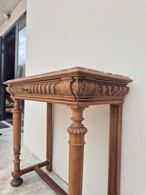 Table d'entrée console style Henri II d'époque 19éme en noyer massif