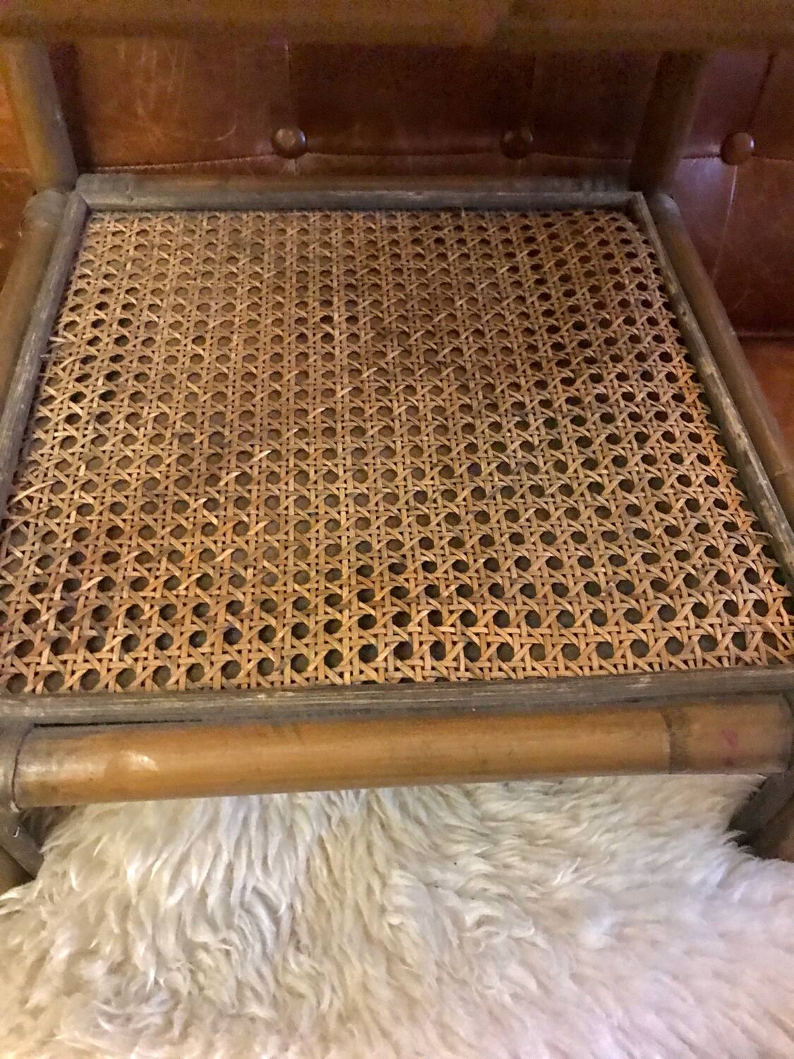 Side table in cane wood and bamboo