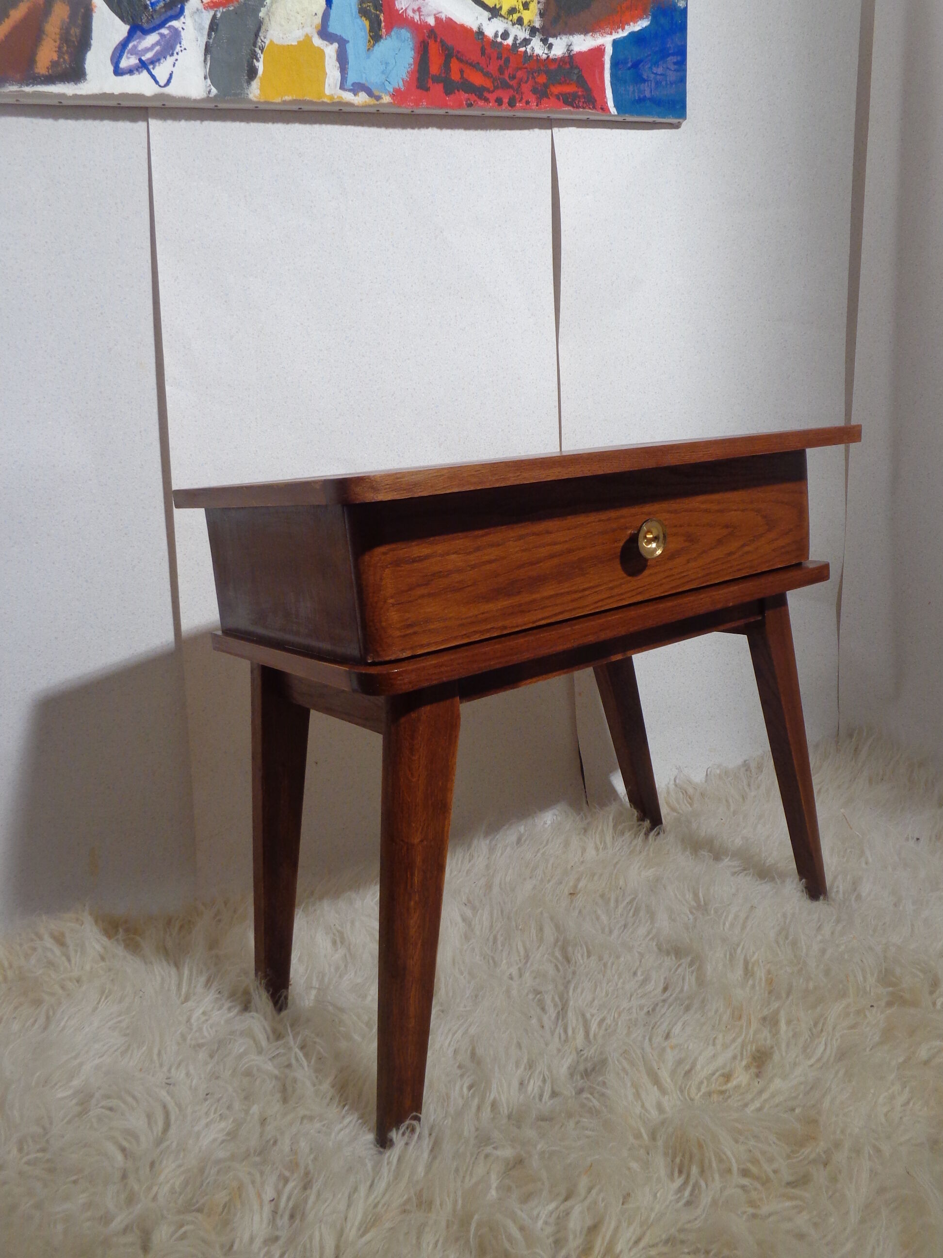 Bedside table or mini dresser vintage compass feet