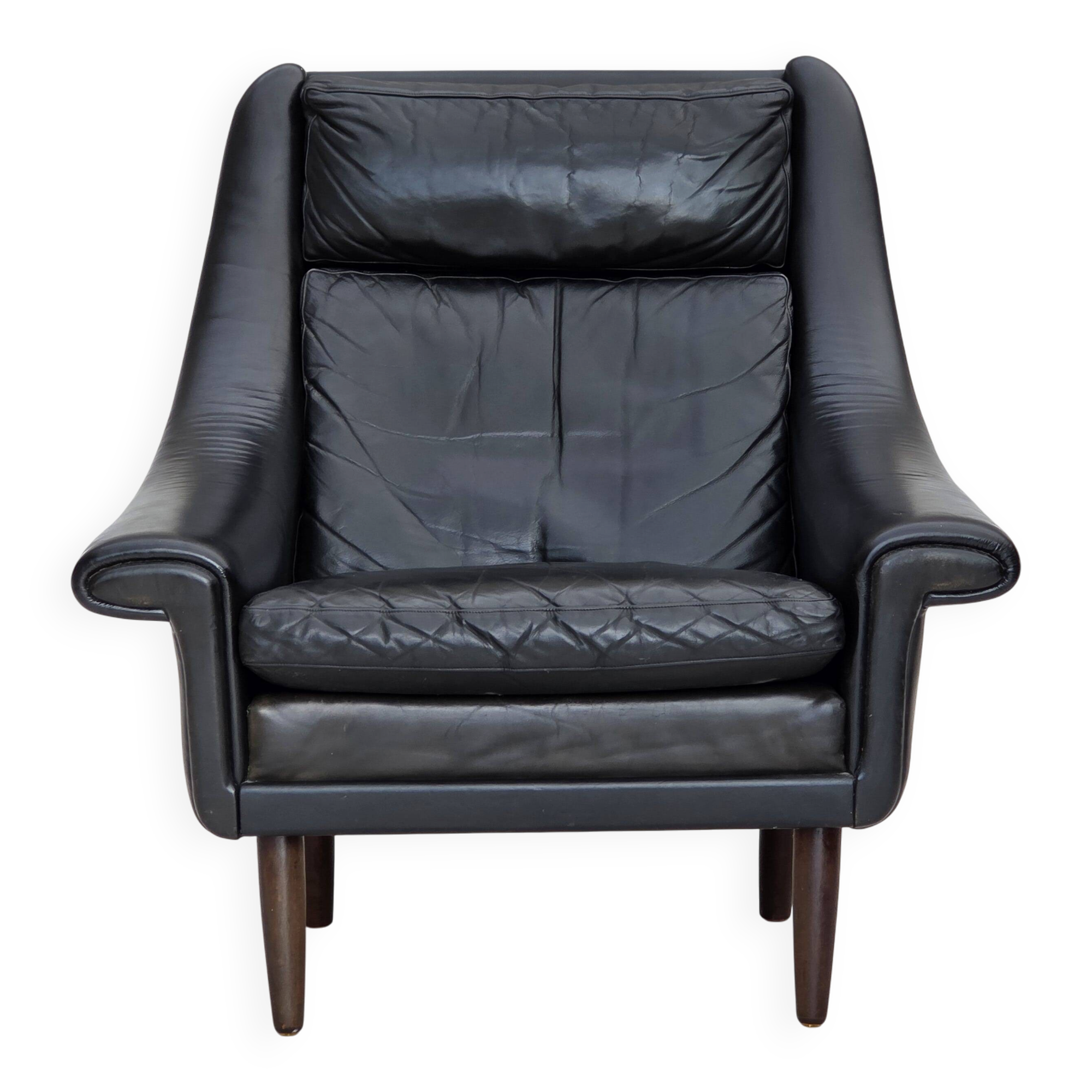 1960s, Danish highback armchair by Aage Christensen, furniture leather.