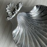 Porte-savon en métal argenté en forme de coquillage