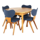 Dining set with round beech table + 4 'Heart' vintage dining chairs.
