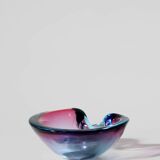 Bol en verre "Sommerso" rose et bleu de Murano par Flavio Poli, années 1960, Italie