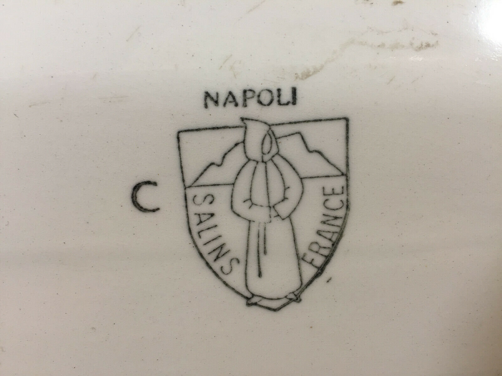 Ceramic dish of salins checkerboard orange and white vintage Napoli style