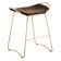 Contemporary Bar Stool in Metal with Aged Brass and Dark Brown Leather