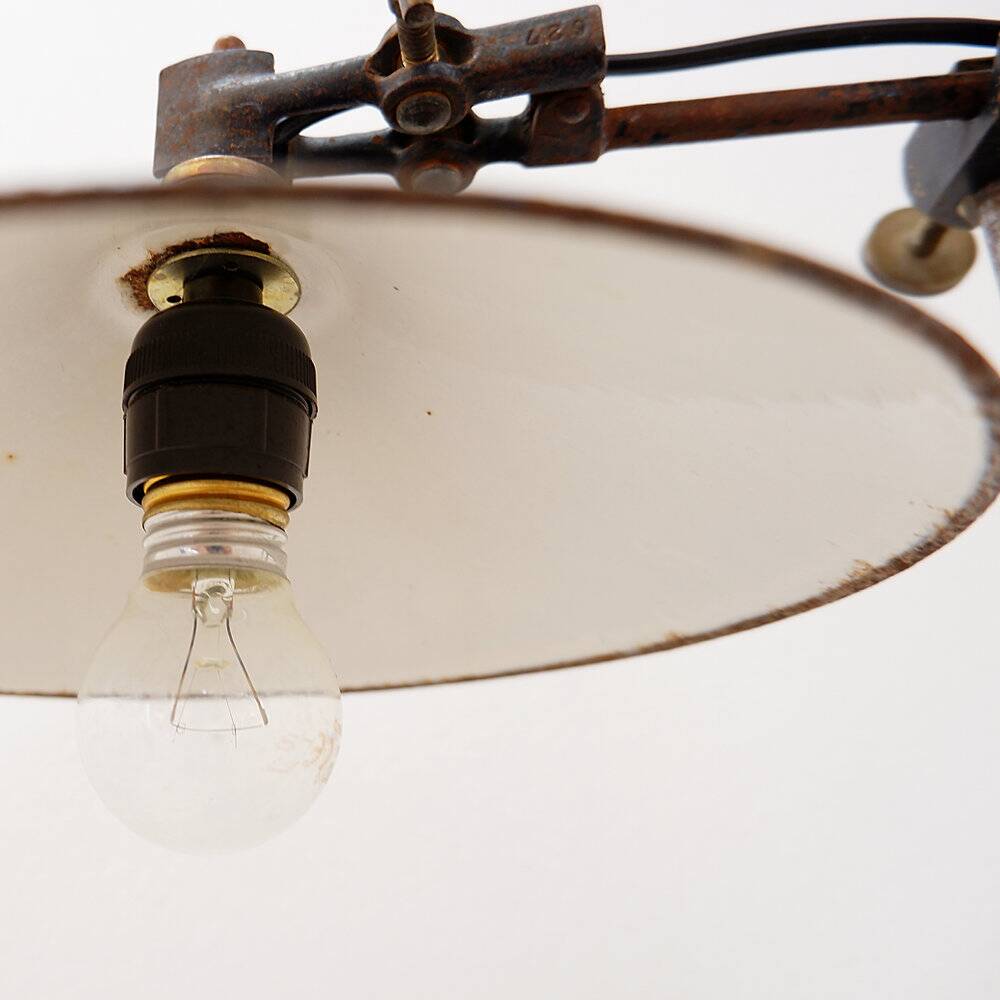 Industrial desk lamp with cobalt blue enamel shade - 1950s