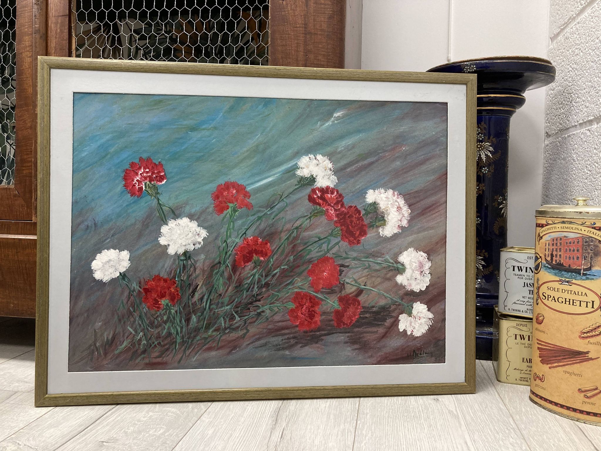 Peinture vintage aux oeillets