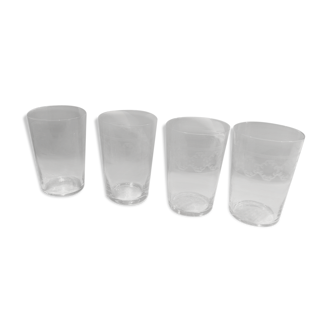 Lot of 4 chiseled crystal glasses