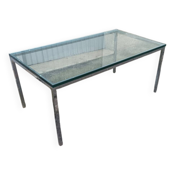 Table basse vintage dalle de verre