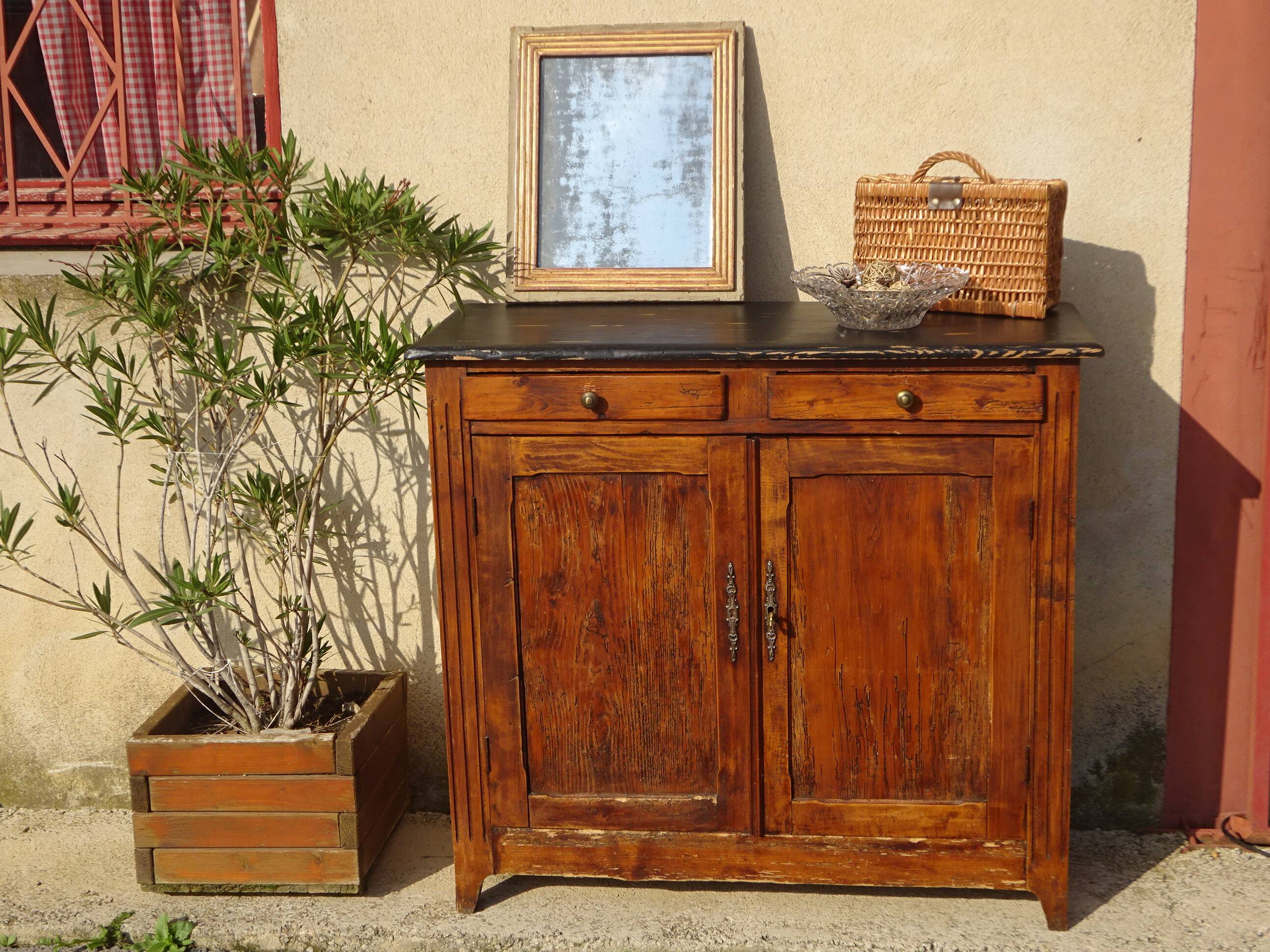Old Parisian pine sideboard