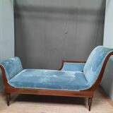 Meridienne in mahogany and blue velvet