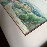 Tableau Aquarelle 1909 "Pouilly-en-Auxois" (21) Signée Lépée + cadre