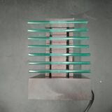 Desny Demeter glass and wood lamp, modernist art deco reissue