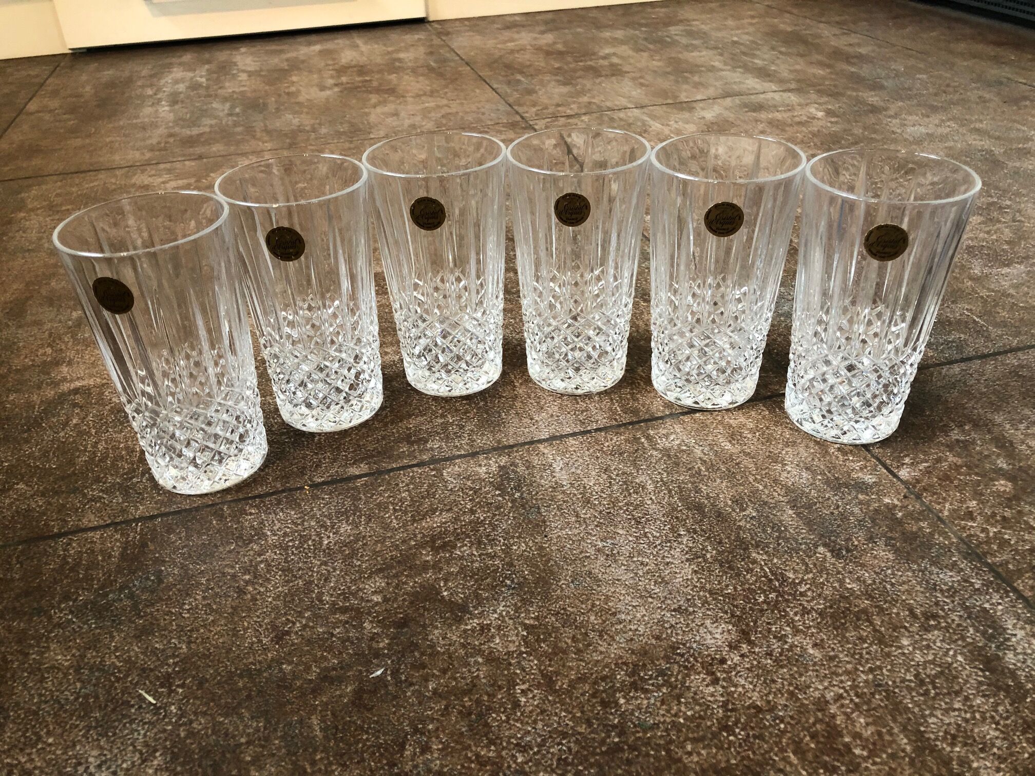 6 new orangeade glasses crystal d'arques model constance