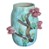 Large turquoise ceramic vase Athezza with raised floral decoration.