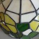 Antique stained glass and tin pendant light