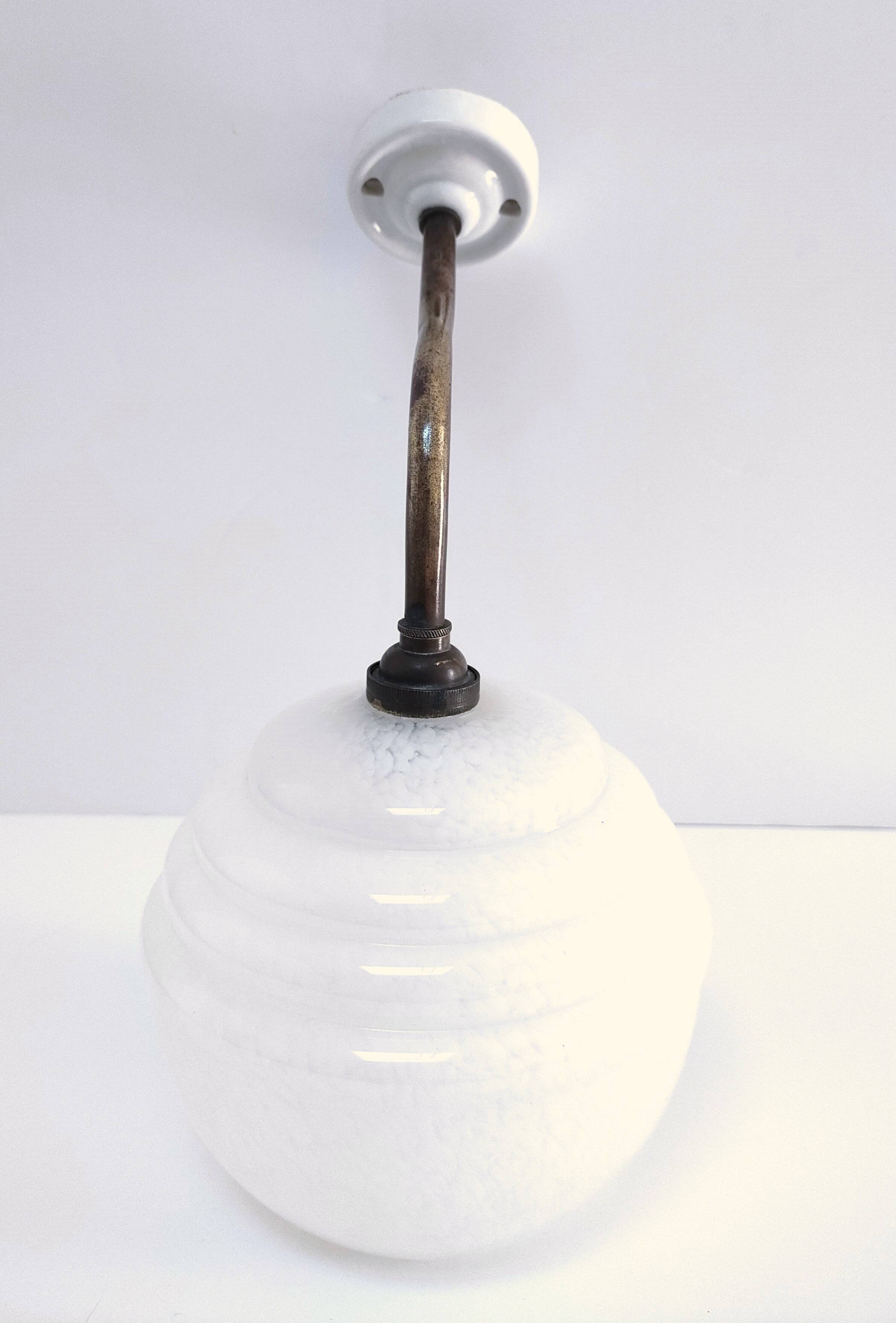 Art deco wall light clichy glass white brass porcelain