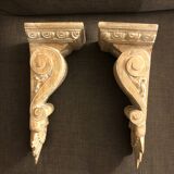 Pair of carved solid wood consoles