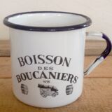 Set of 2 mugs metal enamelled 50s