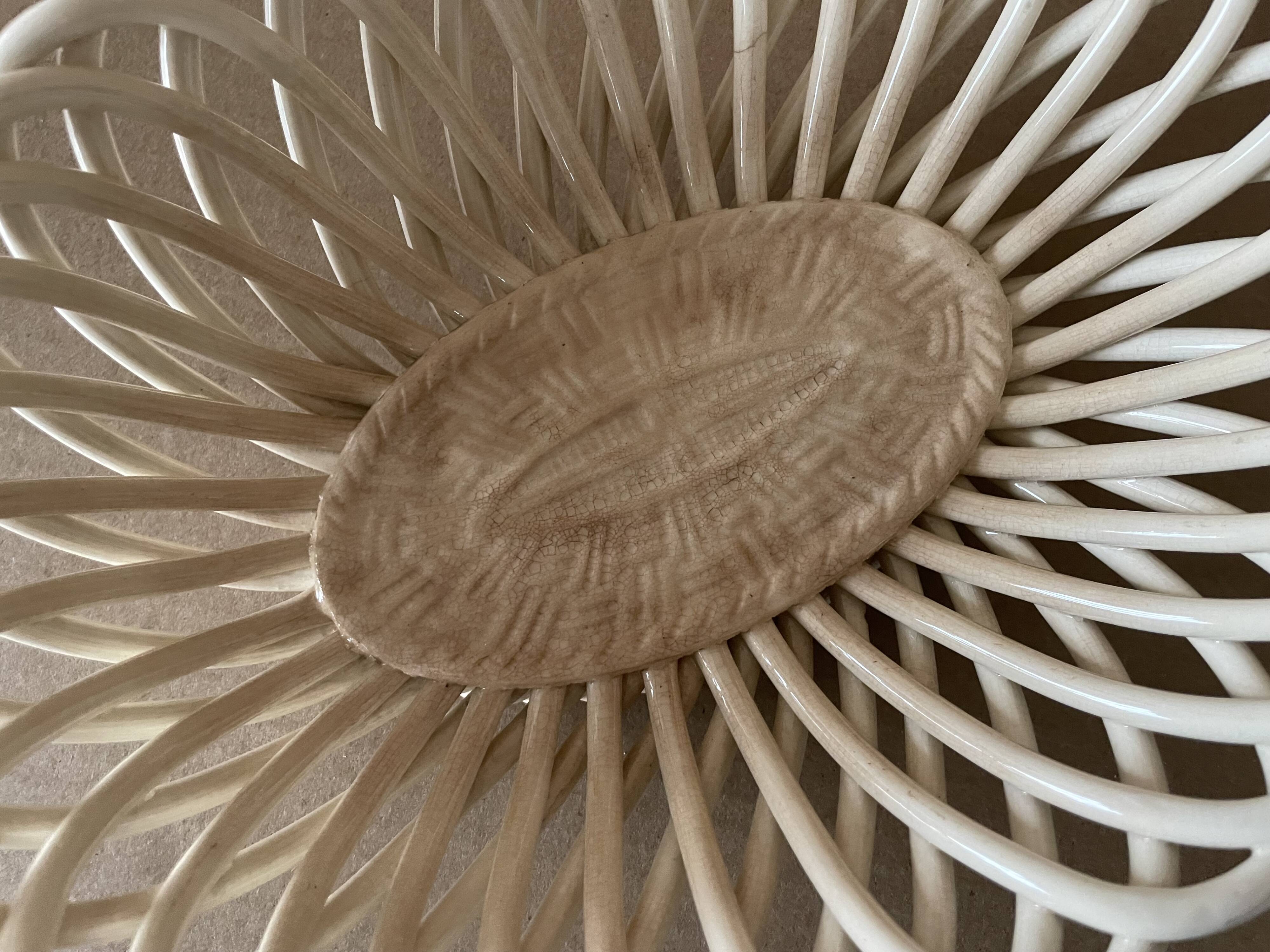 Antique ceramic woven basket
