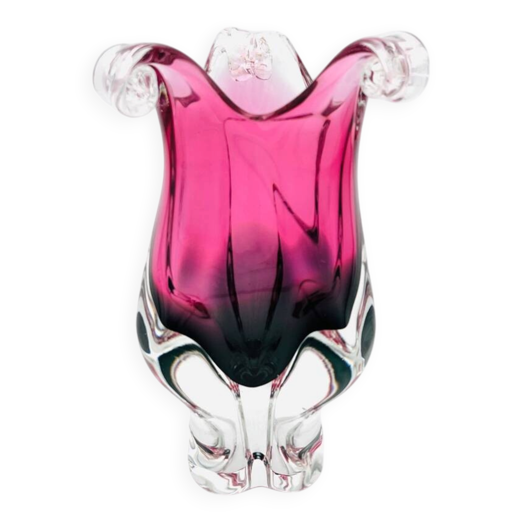 Vase - Sommerso - Josef Hospodka - Fuchsia & Prussian Blue Smoke, 1960s