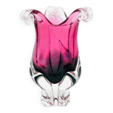 Vase - Sommerso -  Josef Hospodka - Fuchsia & Bleu de Prusse Fumé, années 60