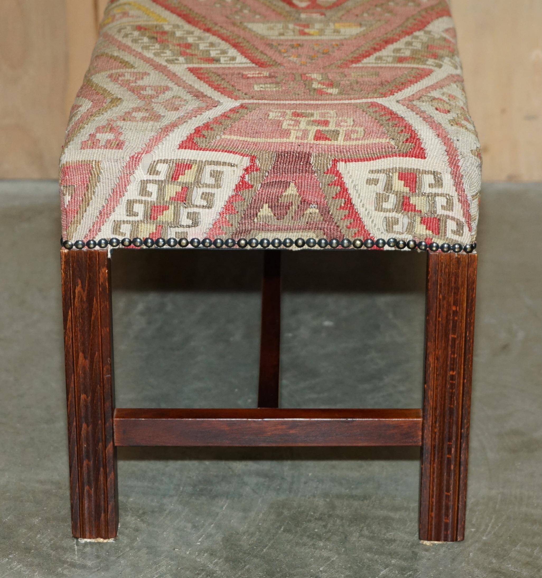 Padded footrest bench in Victorian Kilim style by George Smith