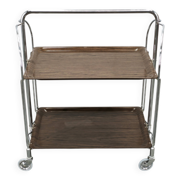 German Mid-Century Folding Chrome Serving Bar Cart, 1960s