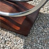 Art deco coffee table mirror base chrome and rosewood