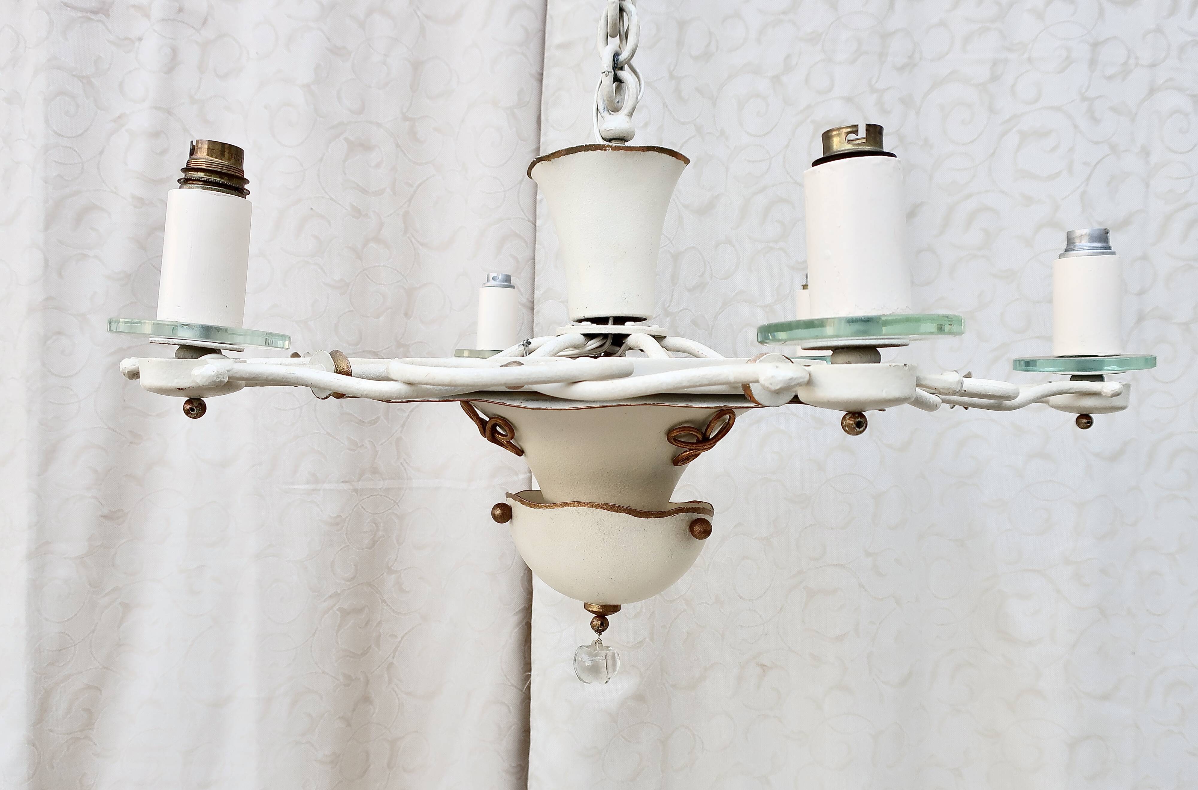 7-light art deco chandelier from the 1940s