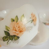 Set of 5 ramekins opaline Arcopal France roses 60s vintage