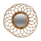 Vintage bamboo & rattan sun mirror